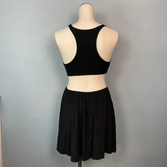VICTORIA'S Secret Cutout Racerback Mini Skater Dress Black Turquoise Trim Size M - Picture 6 of 14